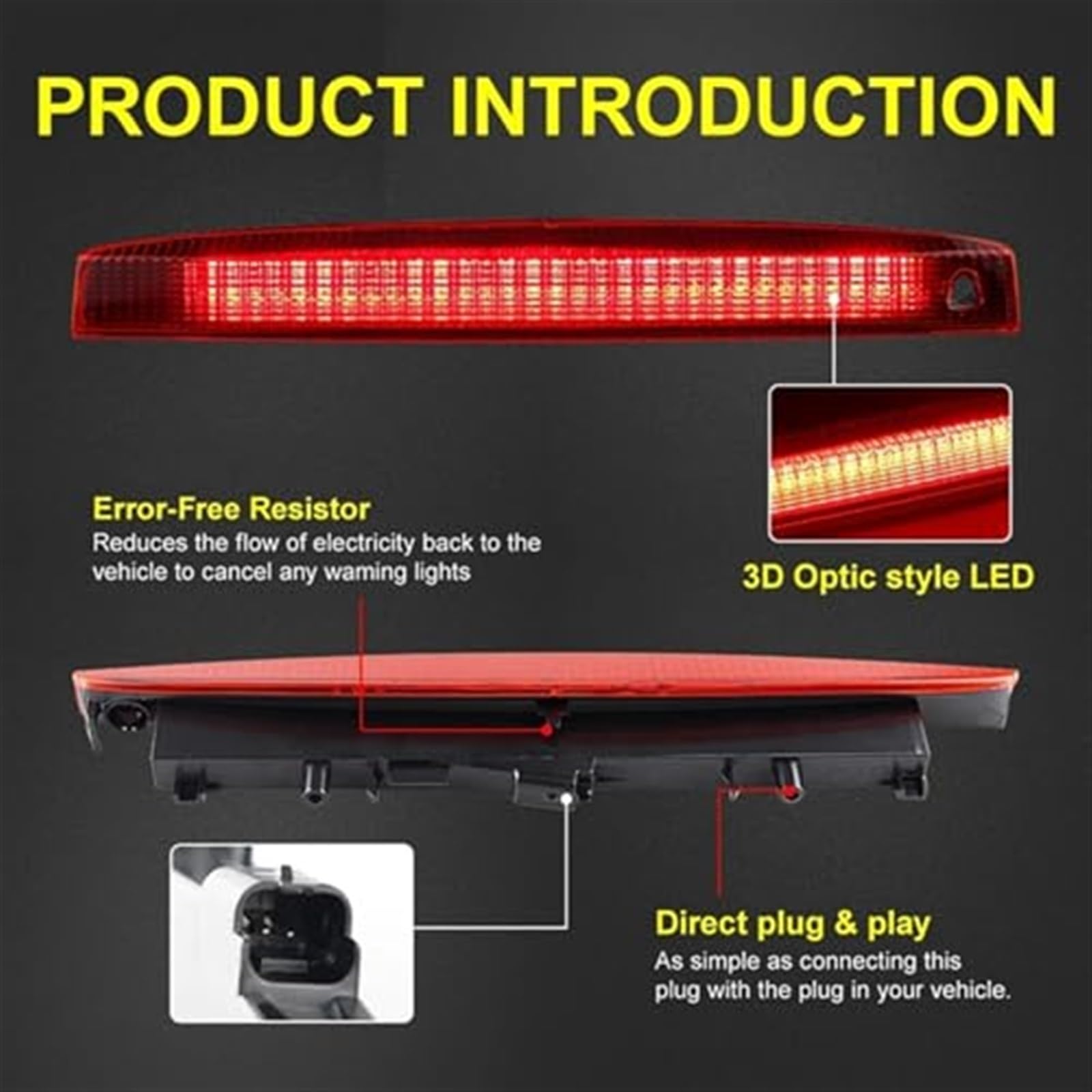 8200175538 Tercera luz de freno for automóvil, for Megane, for MK2, for MK II 2003-2008 Luz trasera LED Luz de freno alta Tercera luz de freno