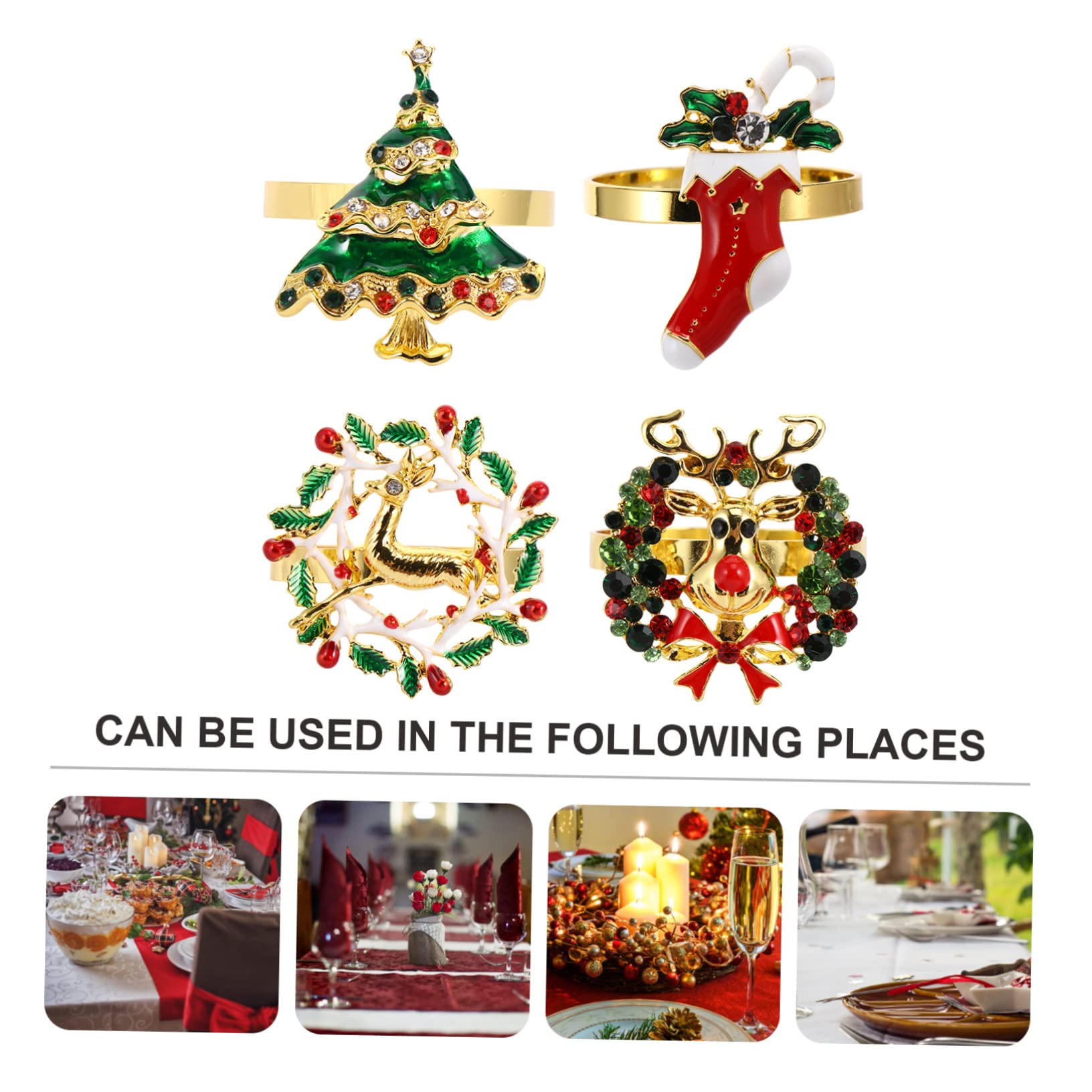 OUNONA 12stücke Elegante Weihnachts-Napkin-Ringe Einzigartige Dekoration Für Festlichkeiten Aus Hochwertigem Legierungsmaterial Passend Für Weihnachtsfeiern Und Tägliche Anlässe