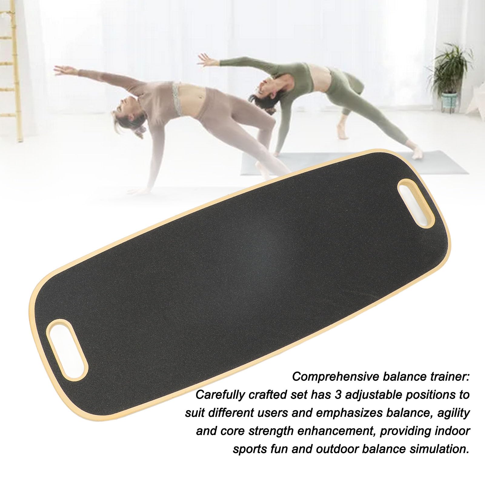 Alomejor Balance Board, 500 Pfund Tragkraft, Holz-Balance-Trainer mit 3 Verstellbaren Positionen und Rutschfester Oberfläche, Trainingsgerät Zum Surfen, Skateboarden, Skifahren und