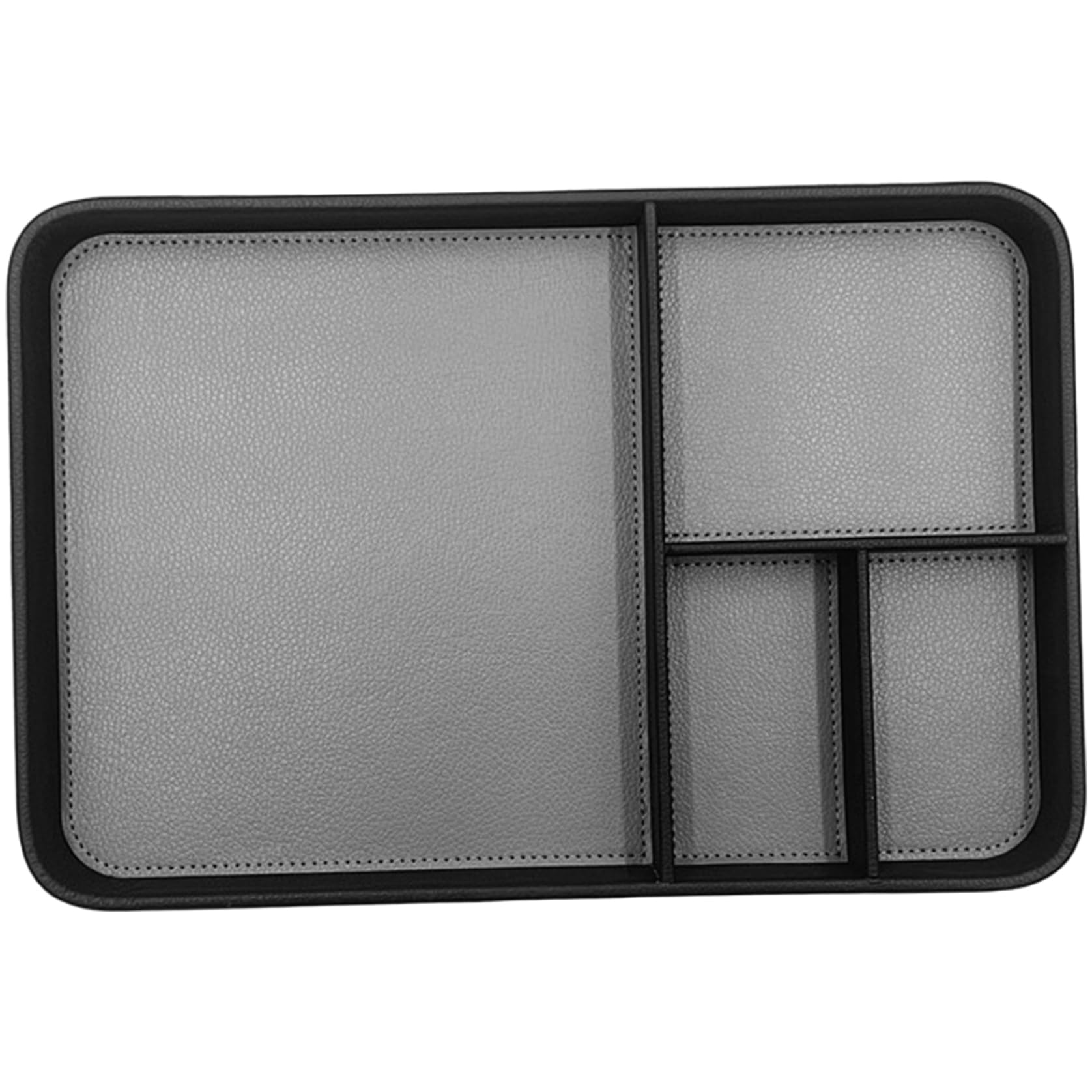 Takingup Black Desk Drawer Organizer 12X8in Pu Leather Valet Tray With Compartment Stackable Catchall Tray For Pen Key Wallet Sunglass Watch Phone - Pen