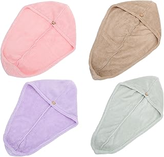 Cabilock Toalha De Microfibra Para Cabelo Seco 4 Peças Toalhas De Microfibra Para Cabelo Toalhas De Banho De Secagem Rápida Toalha De Secagem De Cabelo Doméstico Bandanas Para