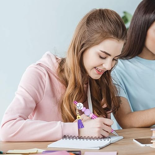 Miniatura 5 de Tinlade 12 bolígrafos con cuentas a granel con 50 bolígrafos de cuentas de colores surtidos, kit de fabricación de bricolaje, bolígrafo multicolor,