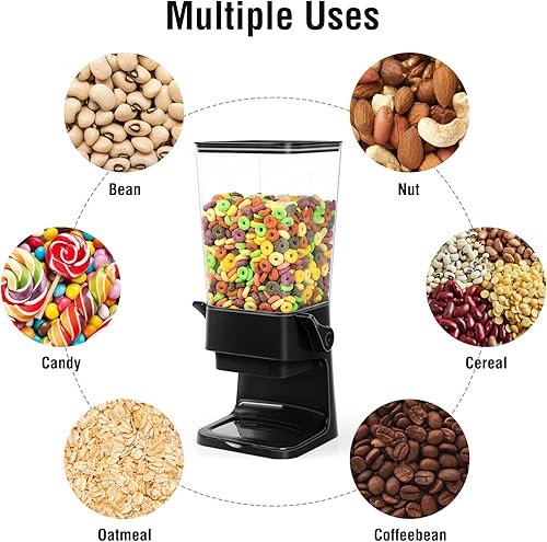 Miniatura 4 de Dispensador de cereales para encimera, dispensador doble de alimentos secos, recipientes grandes para cereales, organizador de almacenamiento,