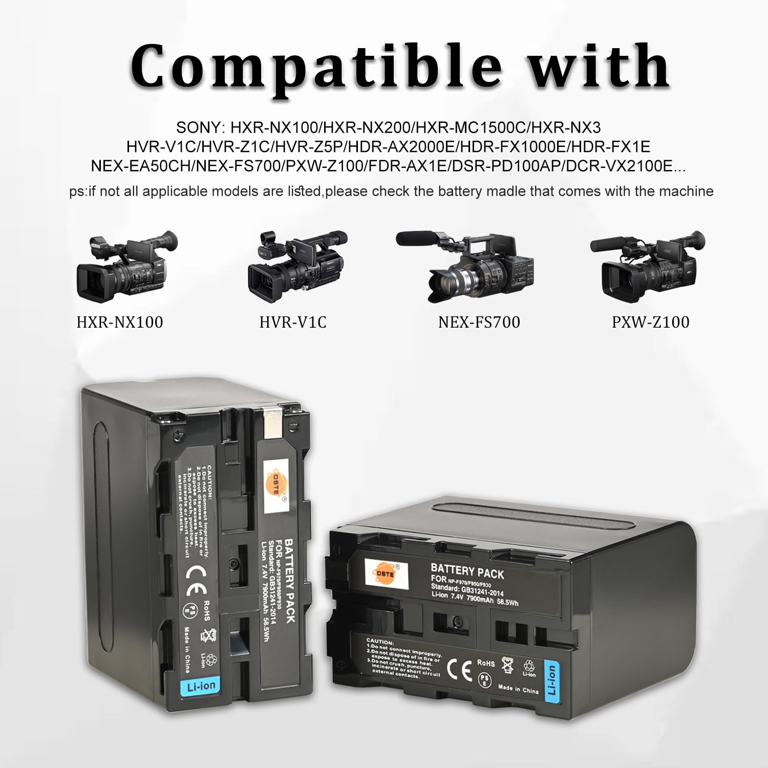 DSTE NP-F970 NP-F950 Li-ion batterij compatibel met Sony CCD-TR500, CCD- TR511E, CCD-TR512E, CCD-TR515E, CCD-TR516, CCD-TR516E, CCD-TR517, CCD-TR555, CCD-TR57 DSTE NP-F970 NP-F950 Li-ion batterij compatibel met Sony CCD-TR500, CCD- TR511E, CCD-TR512E, CCD-TR515E, CCD-TR516, CCD-TR516E, CCD-TR517, CCD-TR555, CCD-TR57
