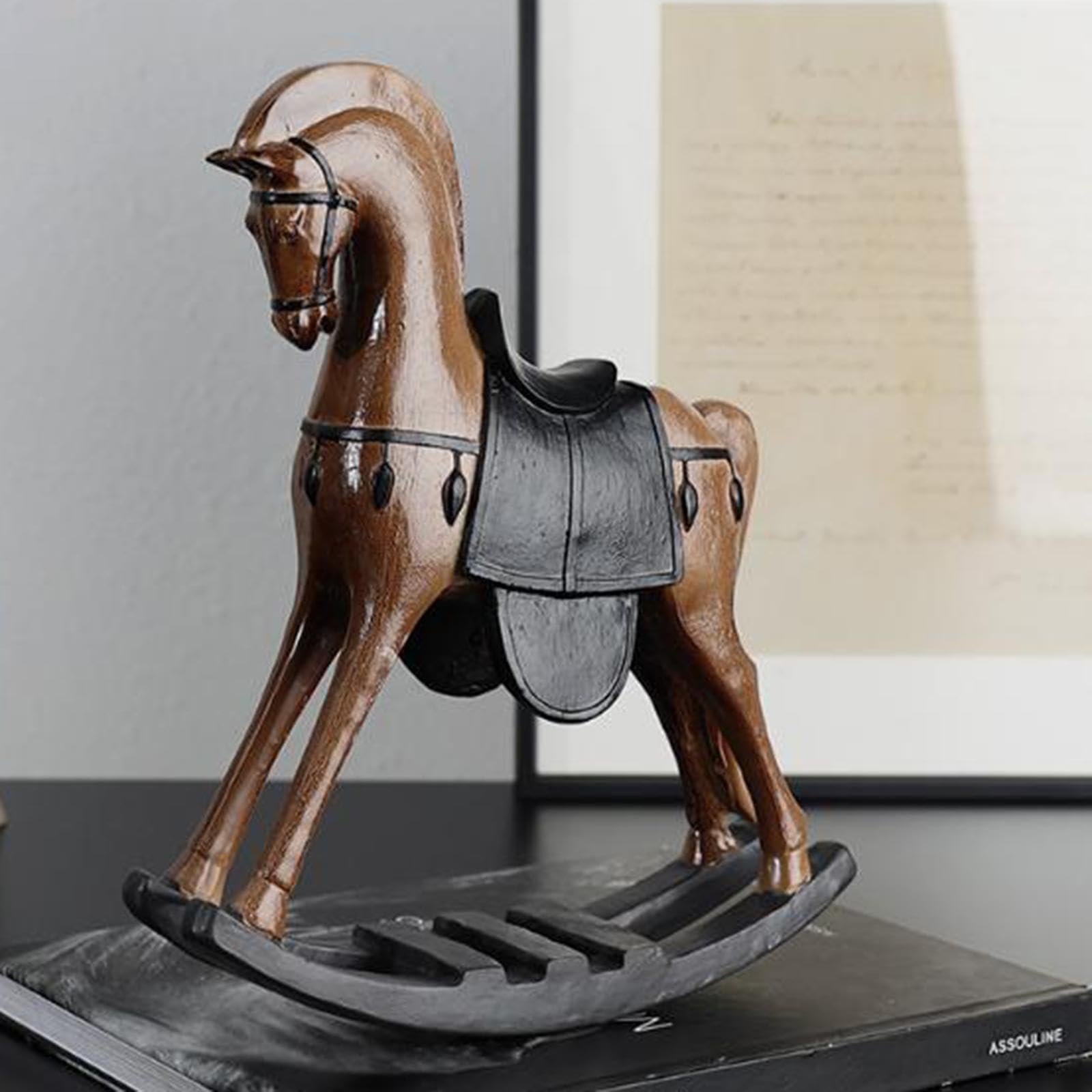 RLKHXBS Koń na biegunach statua figurka zwierzątko kolekcjonerska dekoracja domu ozdoba na biurko do sypialni półka na książki prezent na parapetówkę
