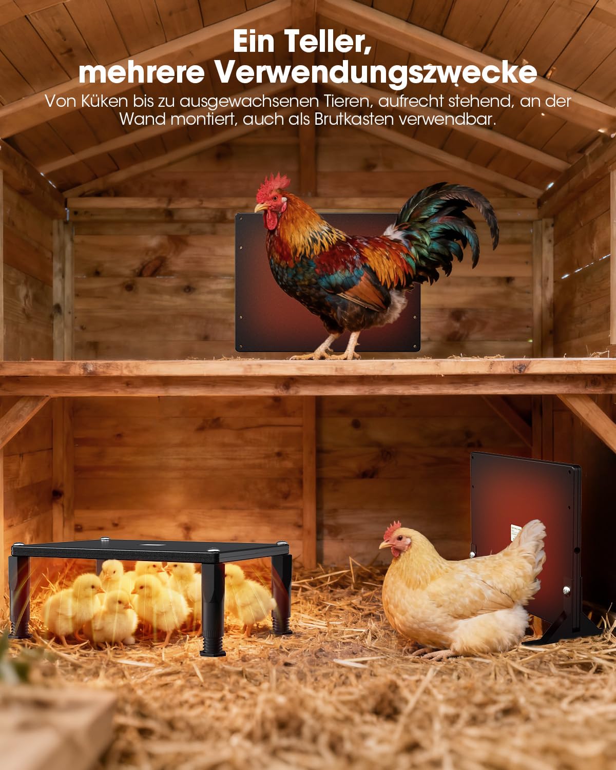 Wärmeplatte Küken WLAN-Verbindung APP Fernbedienung，Hühnerstall Heizung，1-24-Stunden-Smart-Timer，Winter 5℃-80℃ 120W Temperatur-Einstellung，Geeignet zum Wärmen von Küken und Anderen Kleintieren