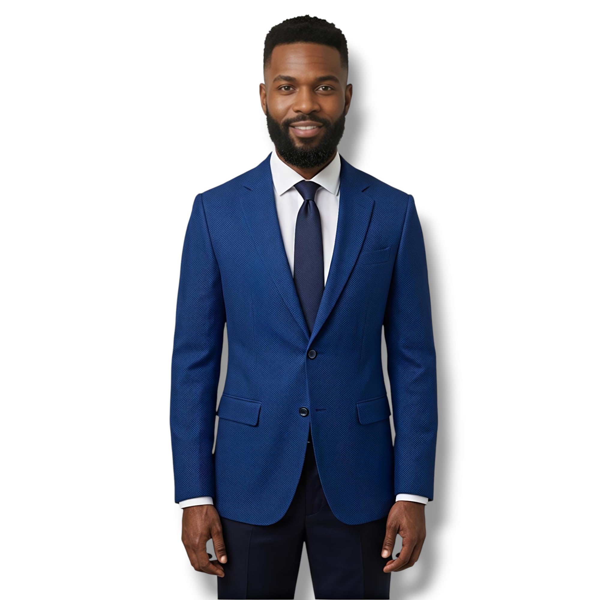 Men's Royal Blue Slim Fit Two-Button Blazer, Smart Casual Suit Jacket-picture-18
