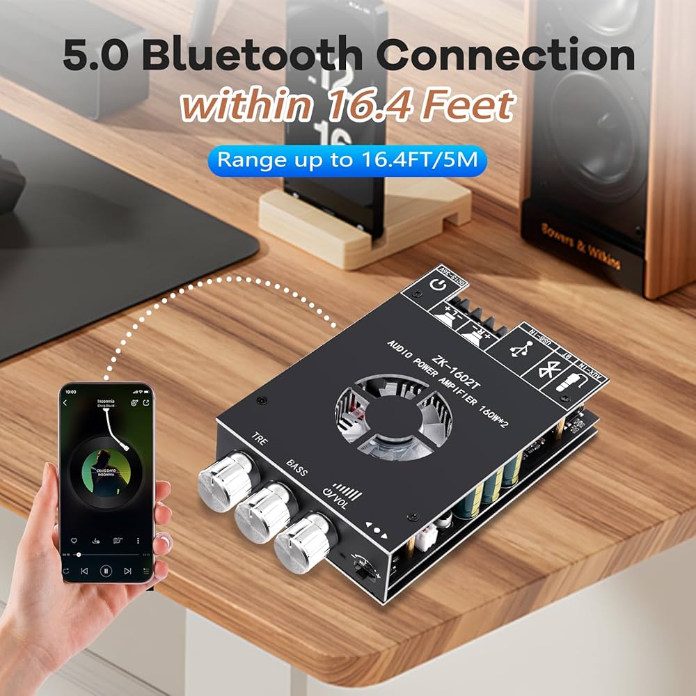 その他 yknk Amazon.com: Daakro ZK-1602T Bluetooth Amplifier Board,160W+160W