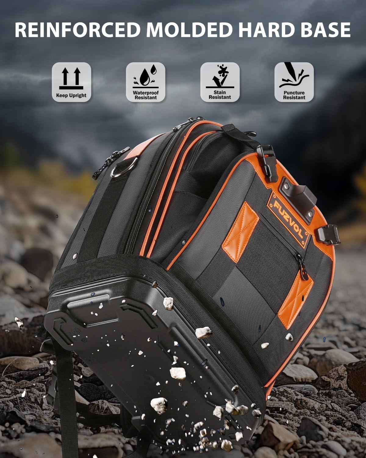 Sac à dos à outils robuste pour homme avec organiseur d'outils amovible et compartiment pour ordinateur portable - Orange