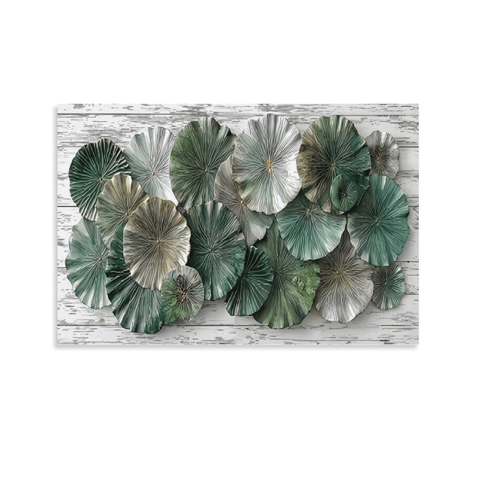 XPASHIQWC Metal Lotus Leaves Wall Decor Poster Canvas Prints Picture Modern Wall Art Picture Wall Hanging for Living Room Home Decorations 20x30inch(50x75cm)