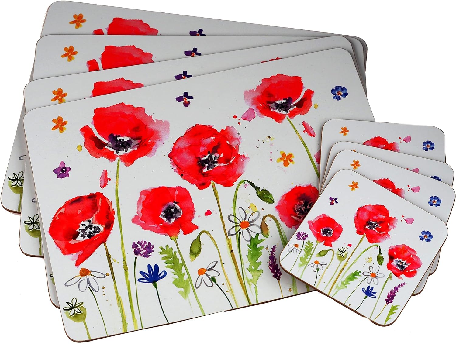 Tamersgifts Poppy Field Placemats And Coasters Set Sets Of 4 Placemats With 4 Matching Coasters (Poppy Field Placemats And Coasters Set)