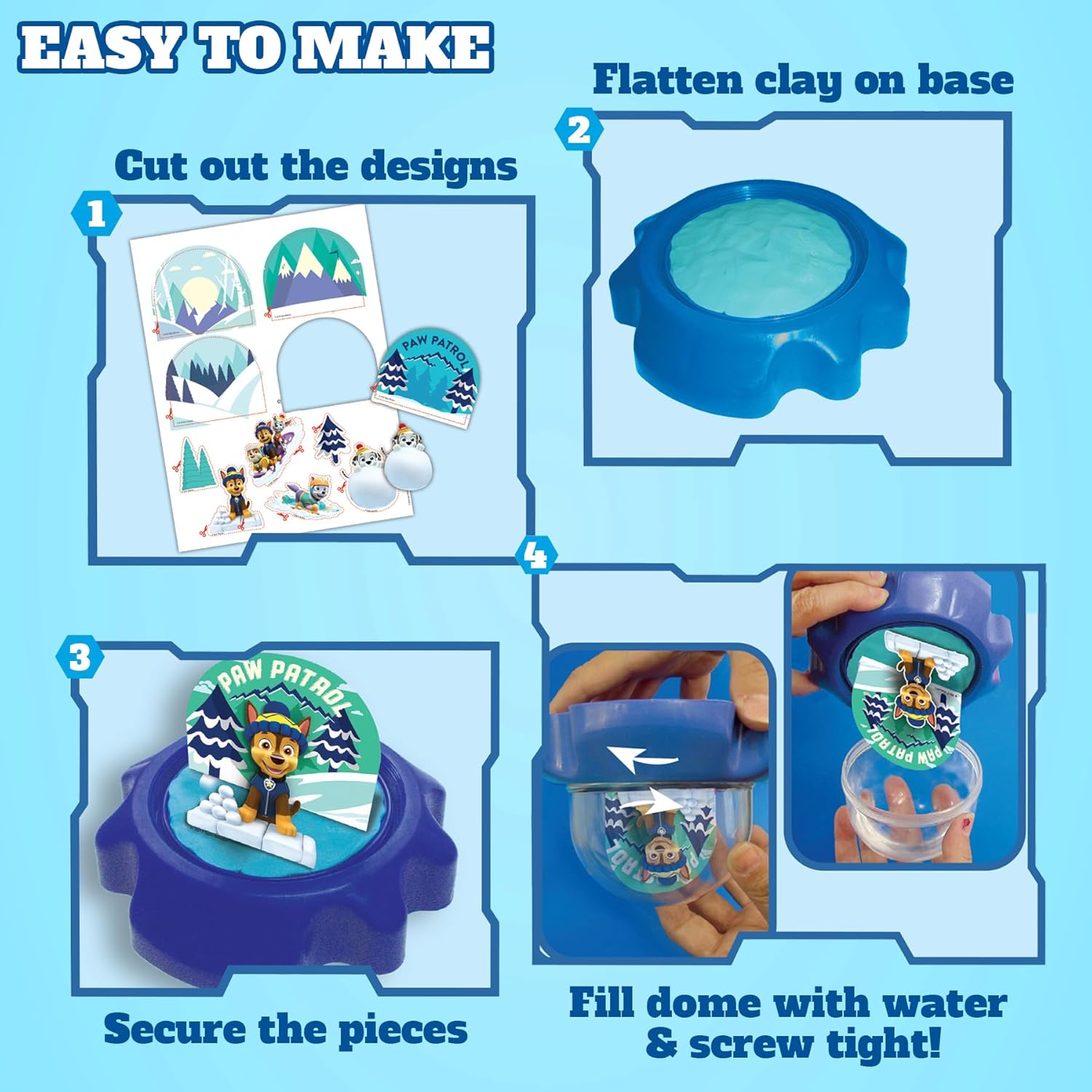 PAW Patrol DIY Glitter Globe Kit – Make Your Own Snow Globe Craft Set for Kids – Build Your Own Water Globes with Glitter, Molding Clay & Printed Designs