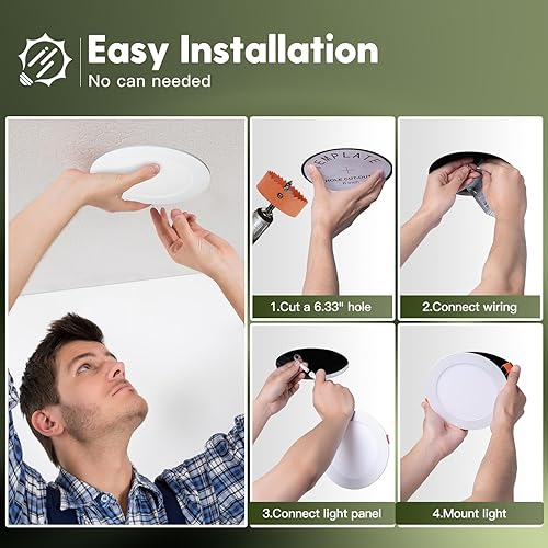 Miniatura 7 de FREELICHT Paquete de 24 luces LED empotrables ultrafinas de 6 pulgadas 5CCT con caja de conexiones, 2700K3000K3500K4000K5000K seleccionable, brillo