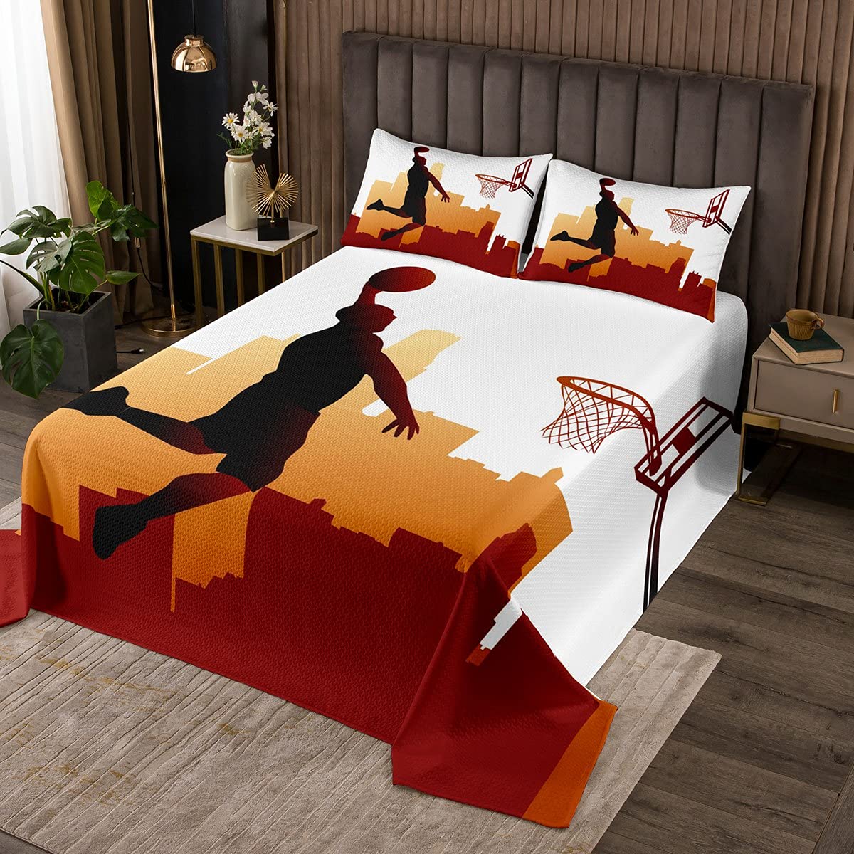 Juego de Colcha de Baloncesto para niños y niñas, Juego de edredón Deportivo para Adolescentes, Jugador de Baloncesto, Juego de Colcha de Atleta competitivo, Juego de Ropa de Cama de tamaño individua