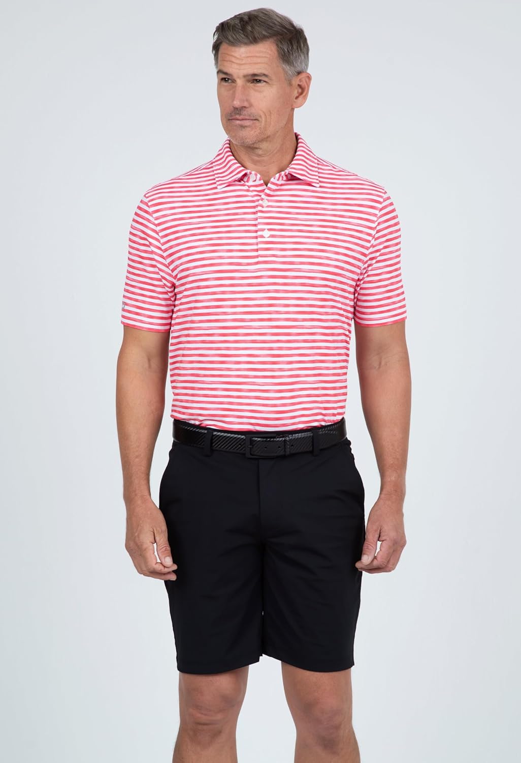 IBKUL Athleisure Wear Sun Protective UPF 50+ Icefil Cooling-Landon Stripe II Print Short Sleeve Polo (Modern Fit)-94164