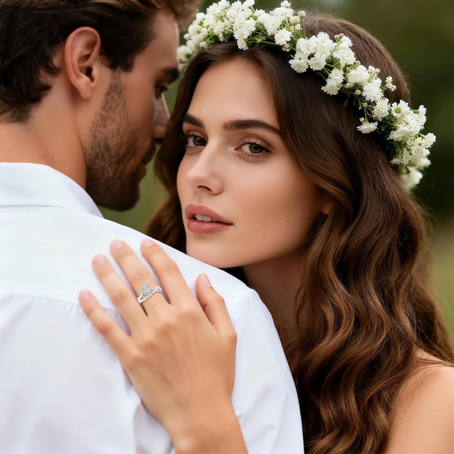 Moissanite Wedding Band for Women 925 Sterling Silver Wedding Rings 1ct D Color VVS1 Lab Created Half Eternity Anniversary Rings for Her 18K White Gold Plated Size 6-8 - Image 4