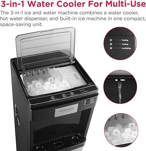 Miniatura 4 de Frigidaire Máquina de hielo y agua 3 en 1 - Dispensador de enfriador de agua de carga inferior caliente o fría para botella de 5 galones - Máquina