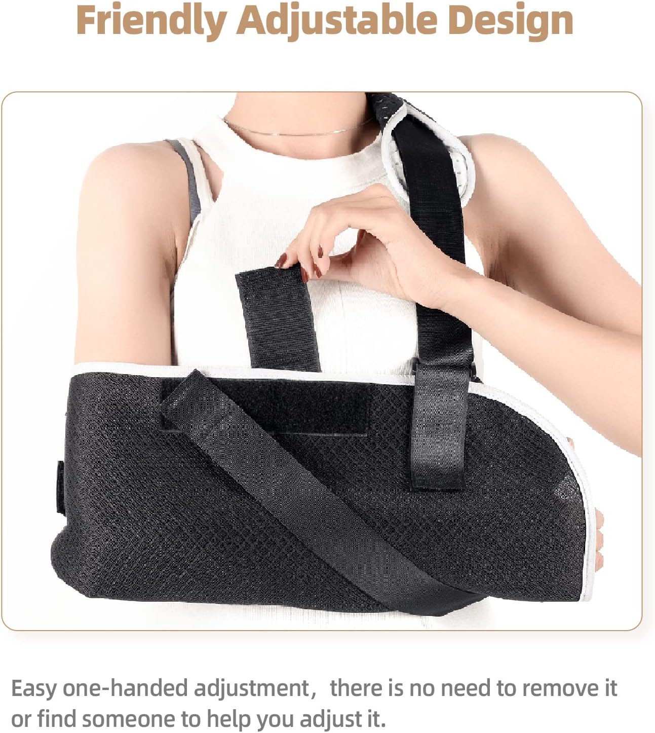 Solmyr Arm Sling for Broken Fractured Bones Elbow Wrist, Adjustable Shoulder Immobilizer & Rotator Cuff Support Brace, Split Strap and Waistband, Universal for Left and Right Arms, Men and Women(L) : Health & Household