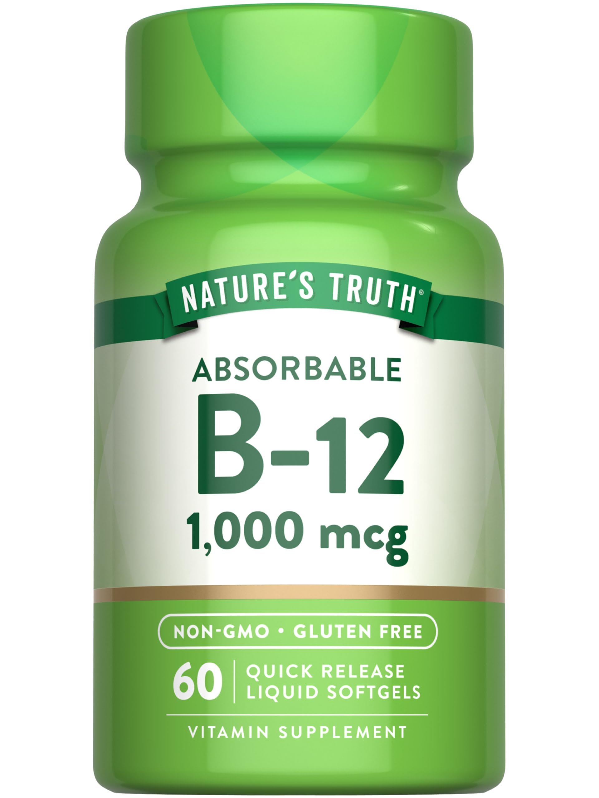 Nature's Truth Vitamin B12 | 1000 mcg | 60 Softgels 60 Count (Pack of 1)