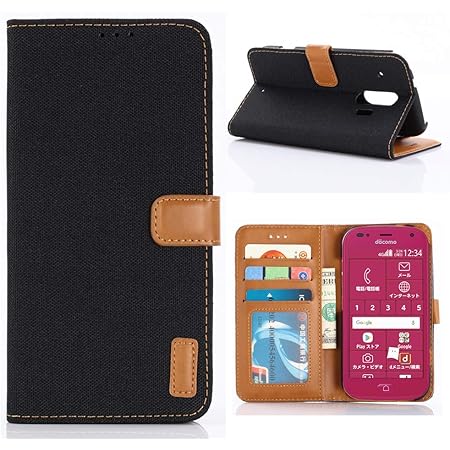Amazon Co Jp Docomo らくらくスマートフォン Me F 01lケースカバー 手帳型 らくらくスマートフォン Me F 01l用スマホケース デニム材料採用 らくらくスマートフォン Me Docomo F 01l専用高級puレザーケースカバー カードホルダ付き スタンド機能付き タッチペン付き