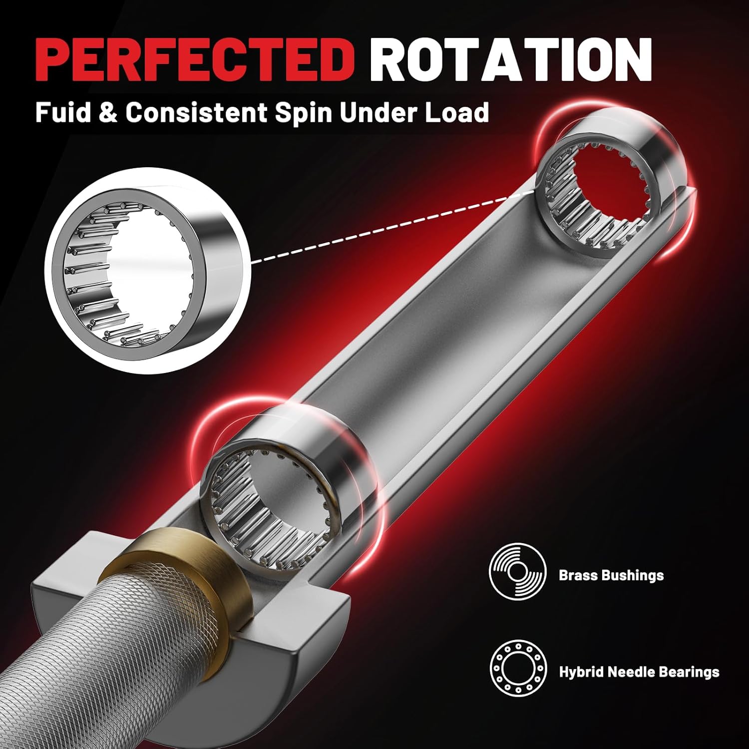 PAPABABE Olympic Barbell with Weightlifting Crash Pads Weight Bar, Barbell Pads, Barbell 2 inch Olympic bar for Squat, Deadlift, Bench Press, Curl, Overhead Press