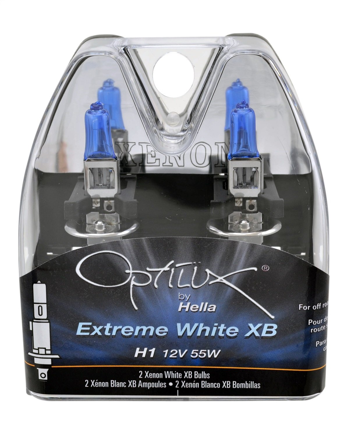 HELLA H71071242 Optilux XB Series H1 Xenon White Halogen Bulbs, 12V, 55W, 2 Pack
