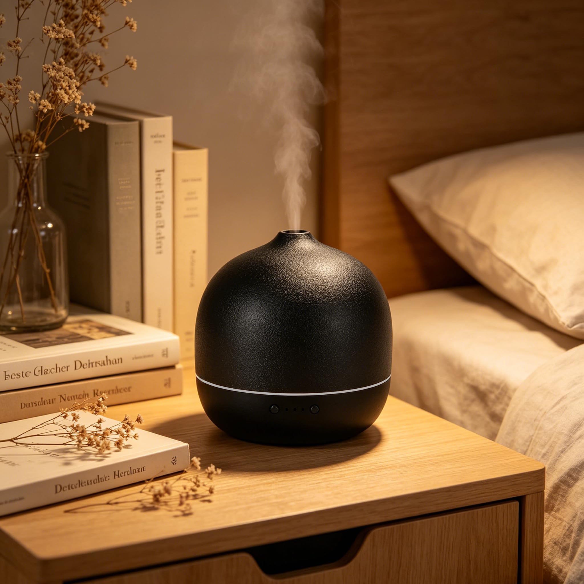 Diffusore di aromi: diffusore di oli essenziali a ultrasuoni da 2,4 MHz, in ceramica, con umidificatore, spegnimento automatico, senza BPA, silenzioso, ideale per camera da letto, ufficio, yoga, spa e