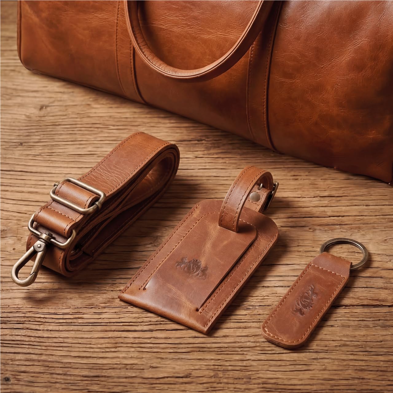 SID & VAIN Grand sac de voyage en cuir véritable - Grand sac de sport SKYLER - Bagage à main Weekender avec bandoulière - Sac en cuir pour homme et femme - Marron - Fait main, marron avec compartiment