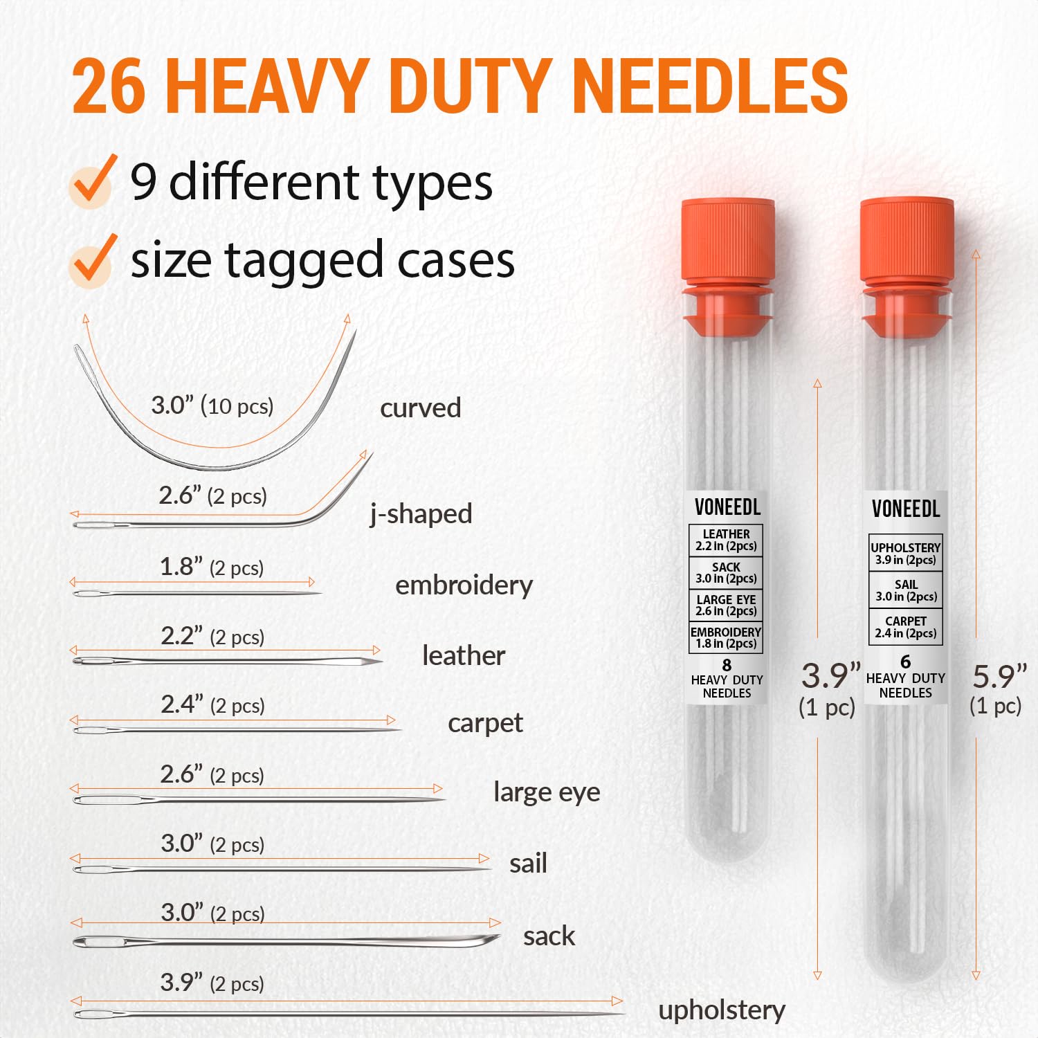 Snapklik.com : Heavy Duty Hand Sewing Needles Set - 26 Straight And