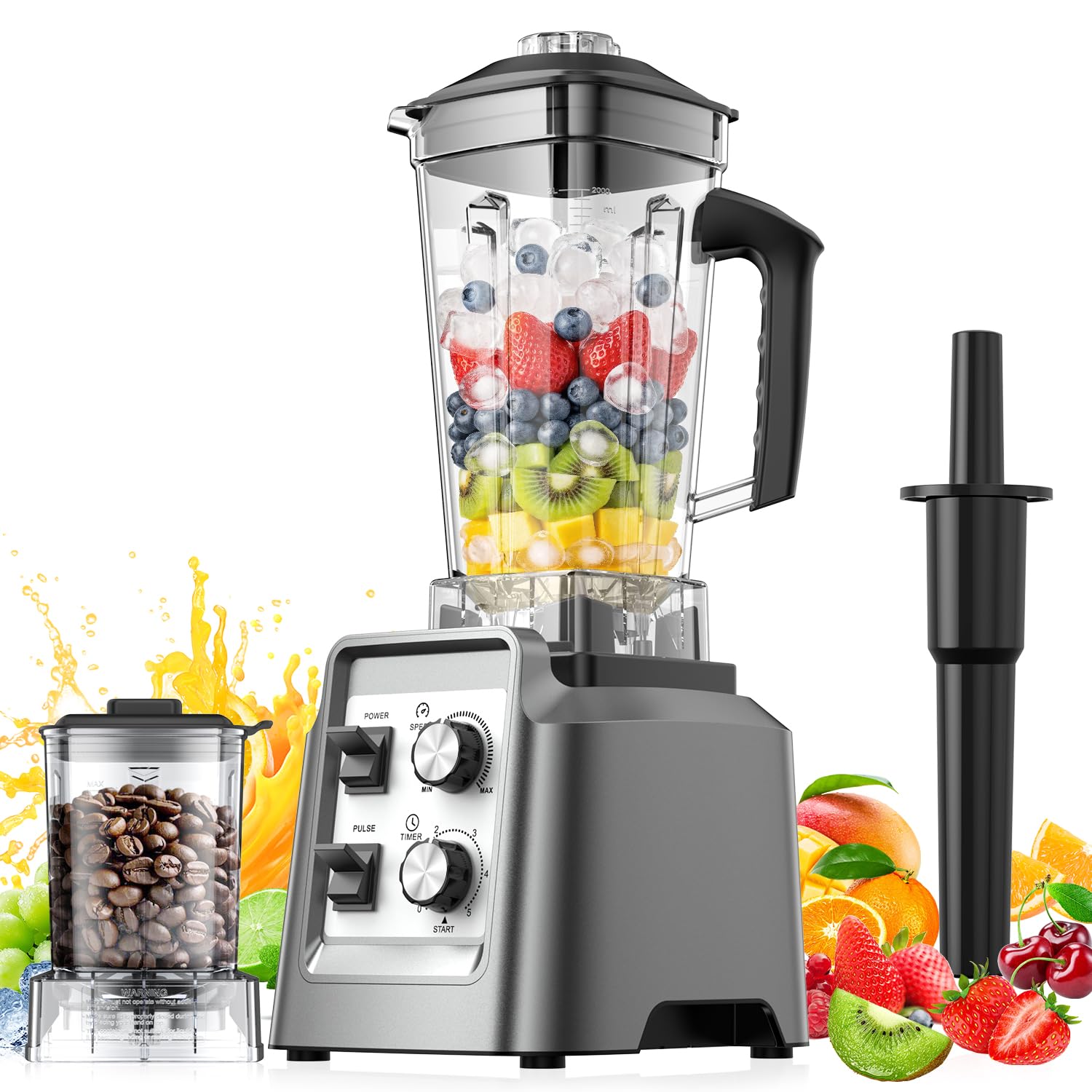 Blender, 68Oz. Countertop Blenders with 20Oz. Grinder, 28000 RPM Kitchen Blender for Smoothies, Ice Crushing, Frozen Fruits, Self-Cleaning, Speed Adjustable