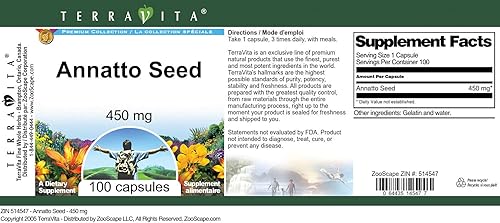 Miniatura 3 de Semilla de Annatto - 450 mg (100 Cápsulas, ZIN 514547)