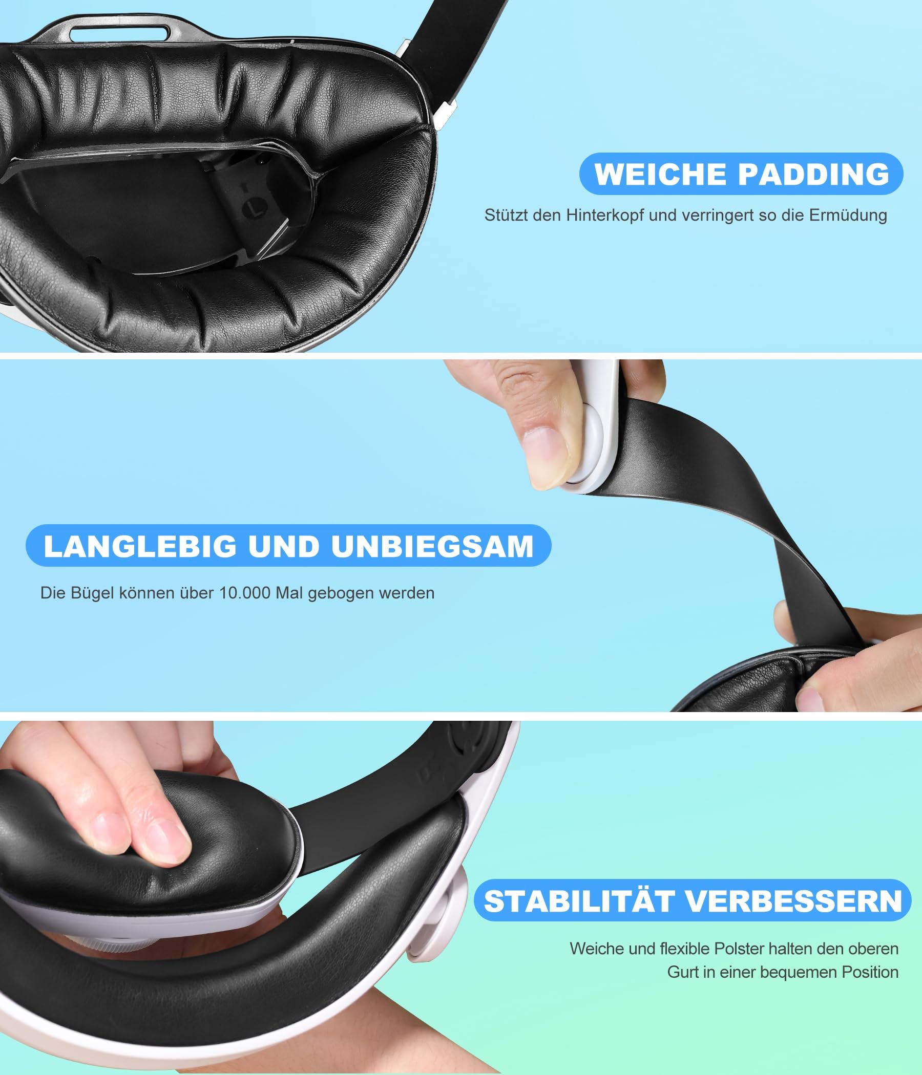 Elegamefy Head Strap mit Akku und Ladestation für Meta Quest 3/3S/2 mit Doppelten Einstellrädern, Verlängerte Zeit 3-4 Stunden, Komfort, Ausbalanciert VR Headstrap