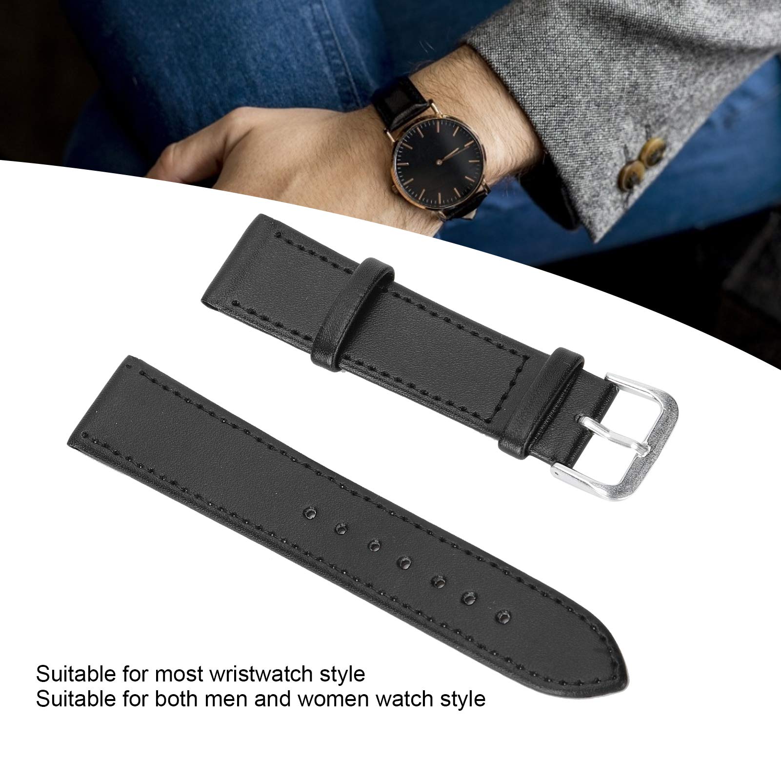 Ejoyous Correa de Reloj de Cuero con Hebilla, Correas de Reloj, Correa de Cambio Rápido, de Repuesto Universal para Hombres y Mujeres (20MM)