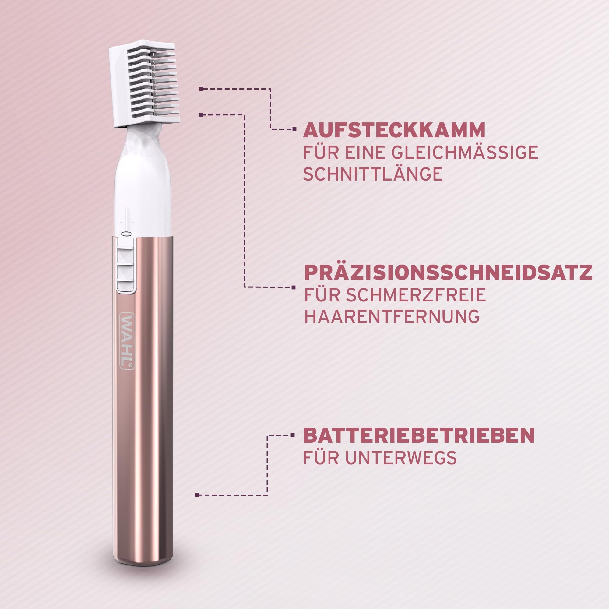 WAHL Shave & Smooth, rasoio da donna, depilatore da donna, trimmer corpo 2 in 1, modellatore sopracciglia di precisione, rasoio corpo ricaricabile, comfort e controllo