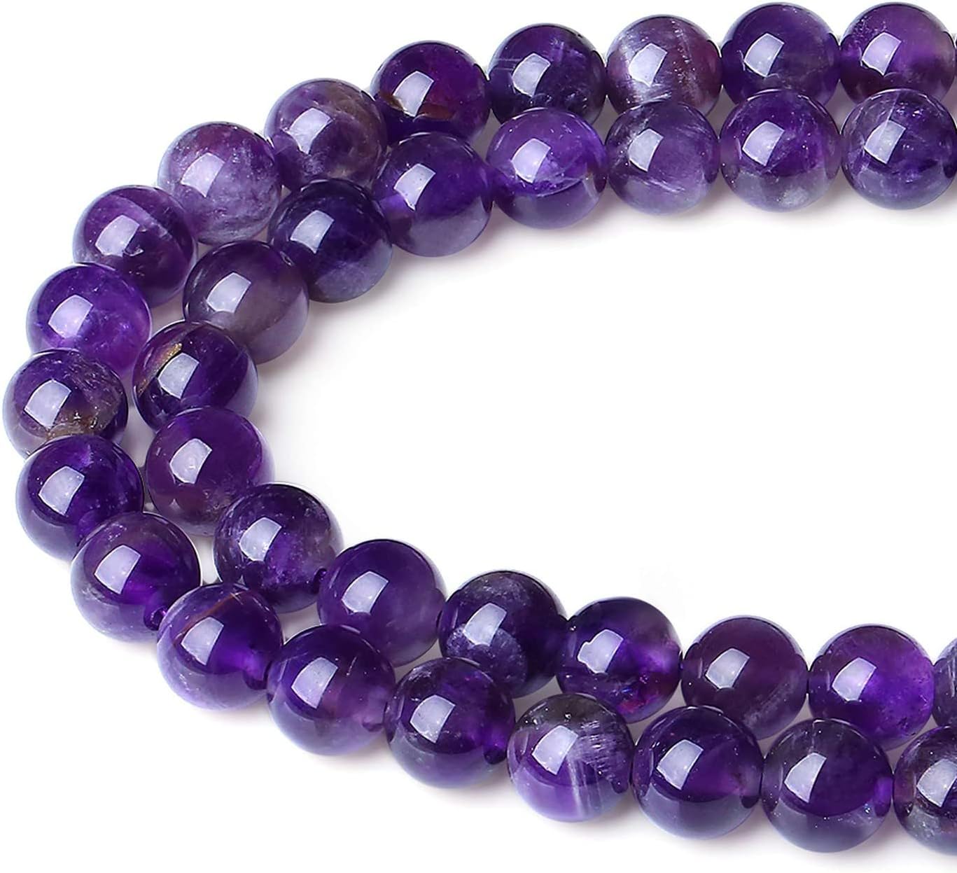 LAIDANLA Amethyst Natural Rough Stones Crystal Large Raw Crystals Bulk 2" 4PCS 0.5lb and Amethyst 8mm Natural Stone Beads Round Loose Gemstone Stone Beads 98PCS 2 Strand 32" Reiki Healing Decoration D