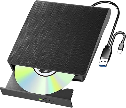 External Blu Ray Drive, Support 50G Disc Read/Write Bluray Drives, Portable 3D Blu Ray Burner with USB 3.0 and Type-C, Cd Player Suitable for…