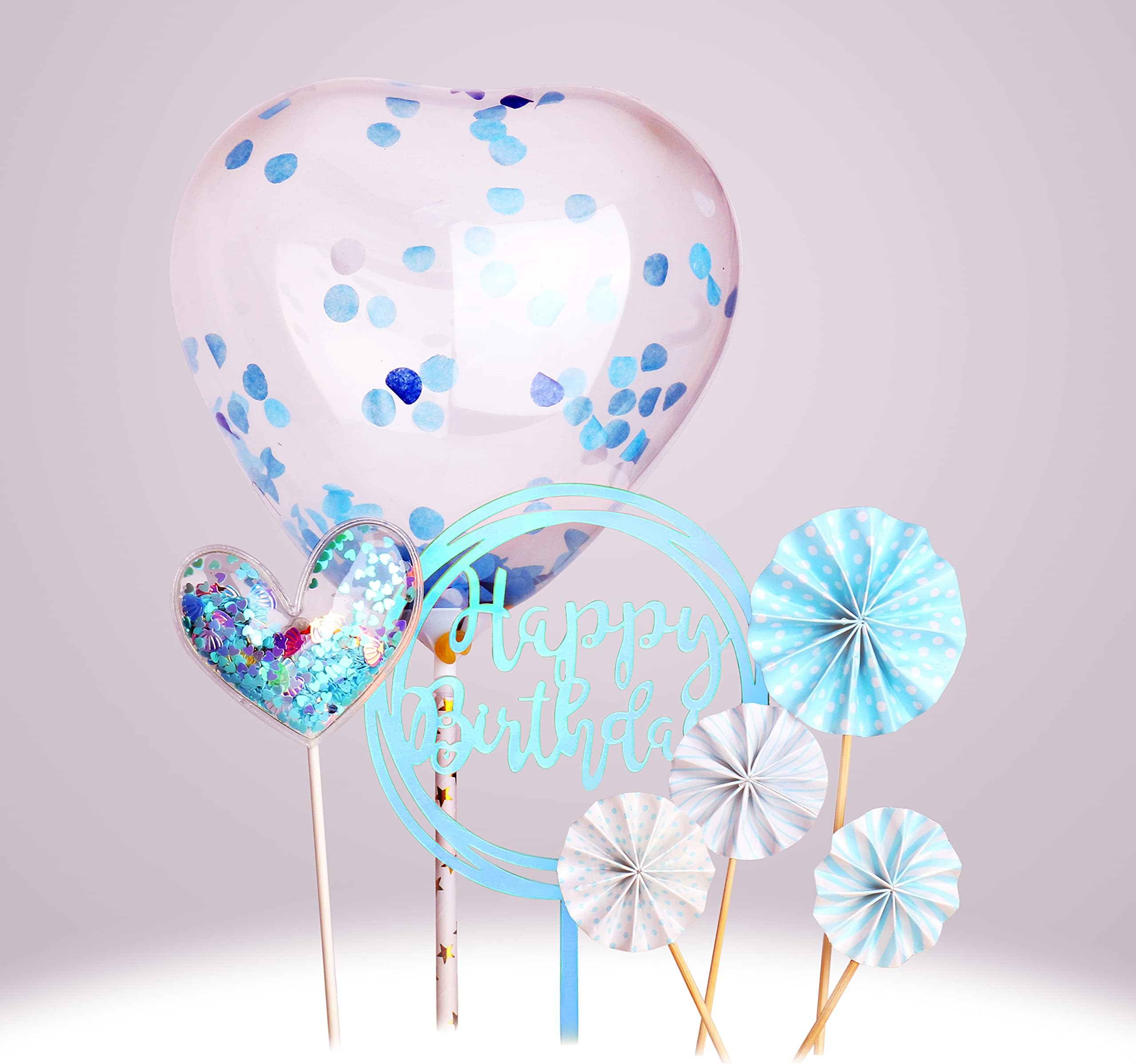 Restards Cake Topper, Handmade Blue Heart Series Birthday Cake Toppers Reusable Cupcake Toppers Set for Party Decoration Birthday Party Baby Shower Wedding