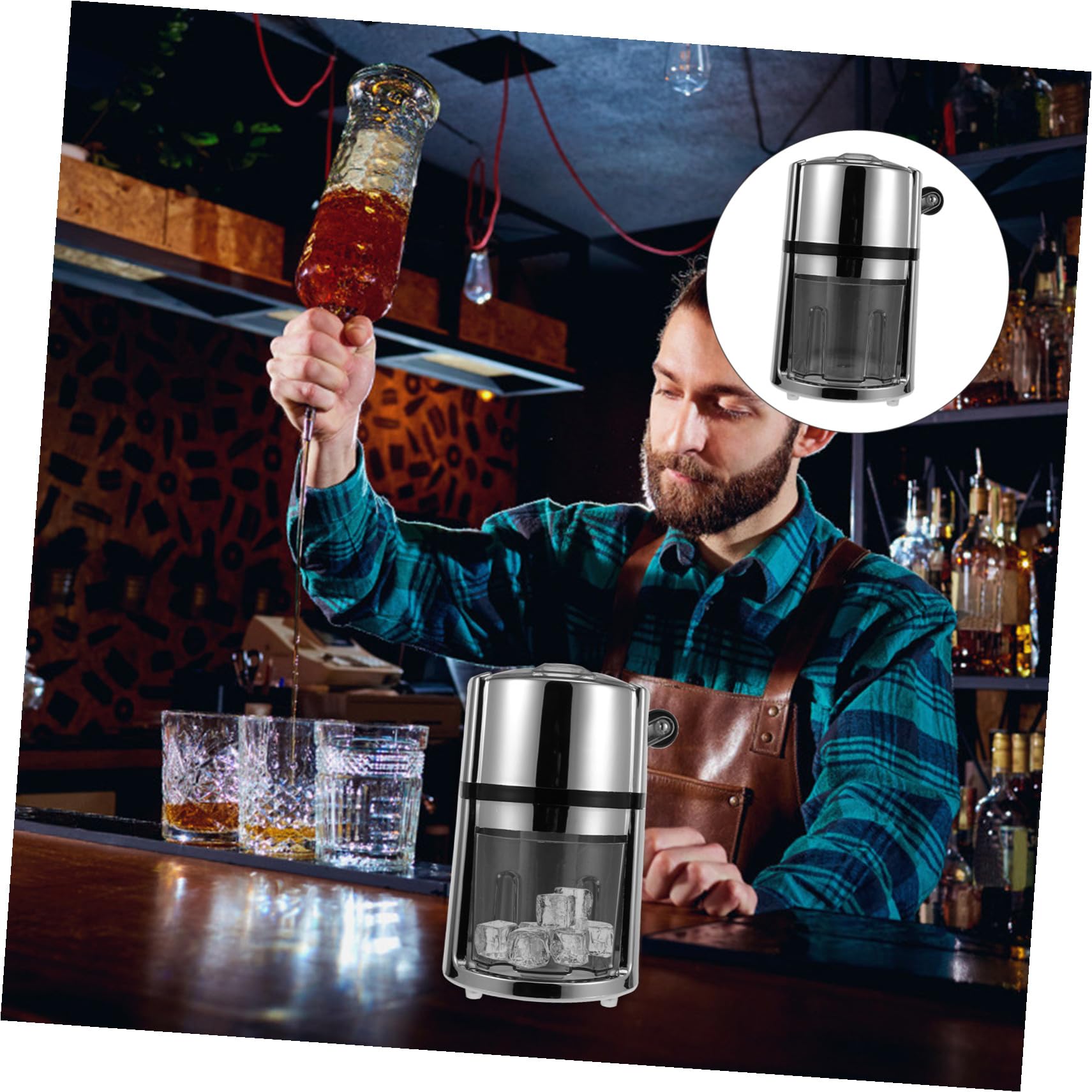 Toddmomy Trituradora Hielo Manual Portátil con Manivela Picadora Hielo Abs Acero Inoxidable para Granizados para Bebidas y Cócteles sin Electricidad Uso Doméstico y Bar