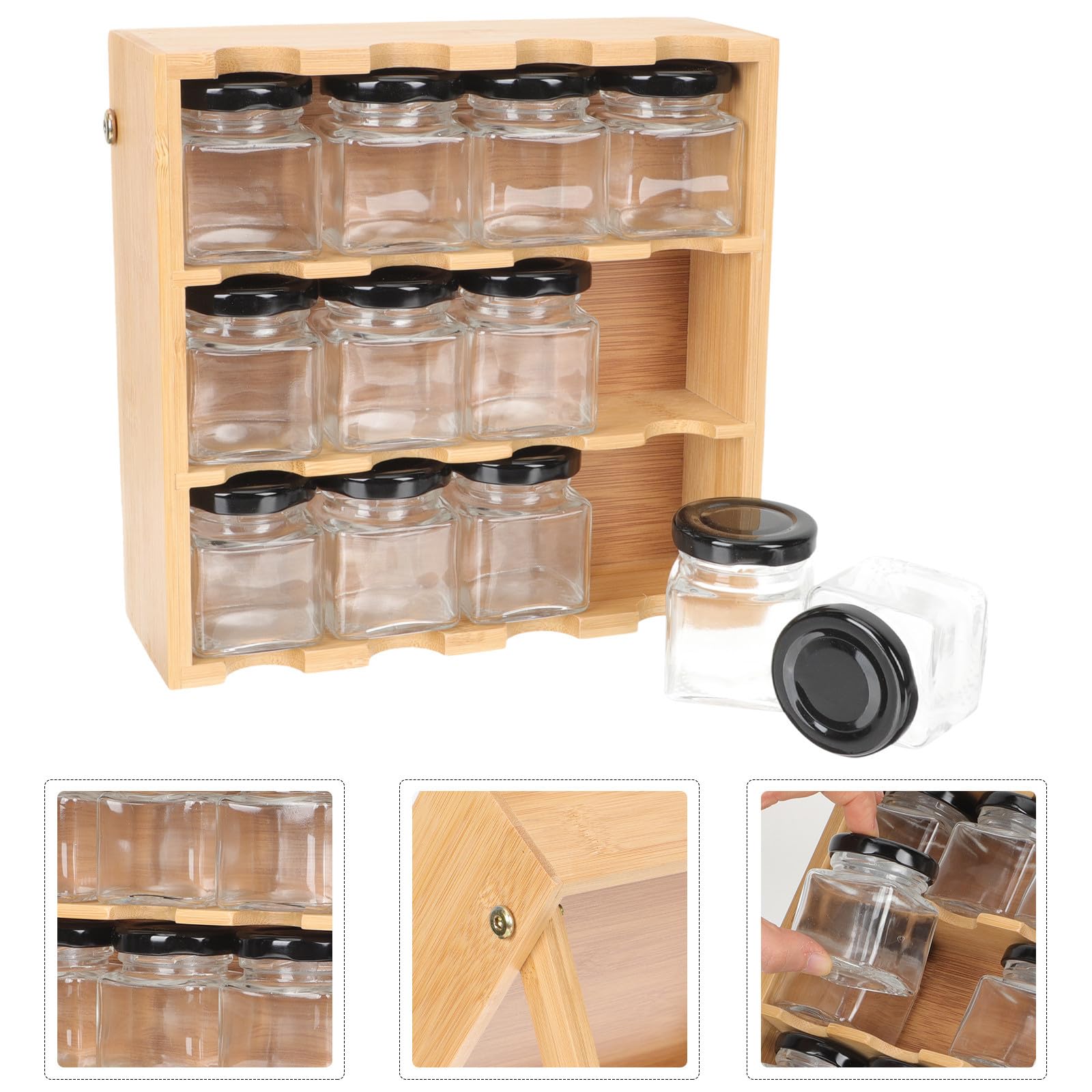 Estante de Almacenamiento Estructura de Múltiples Capas Gran Capacidad de Madera para Organizar Botellas de Condimentos para Especias en Cocina