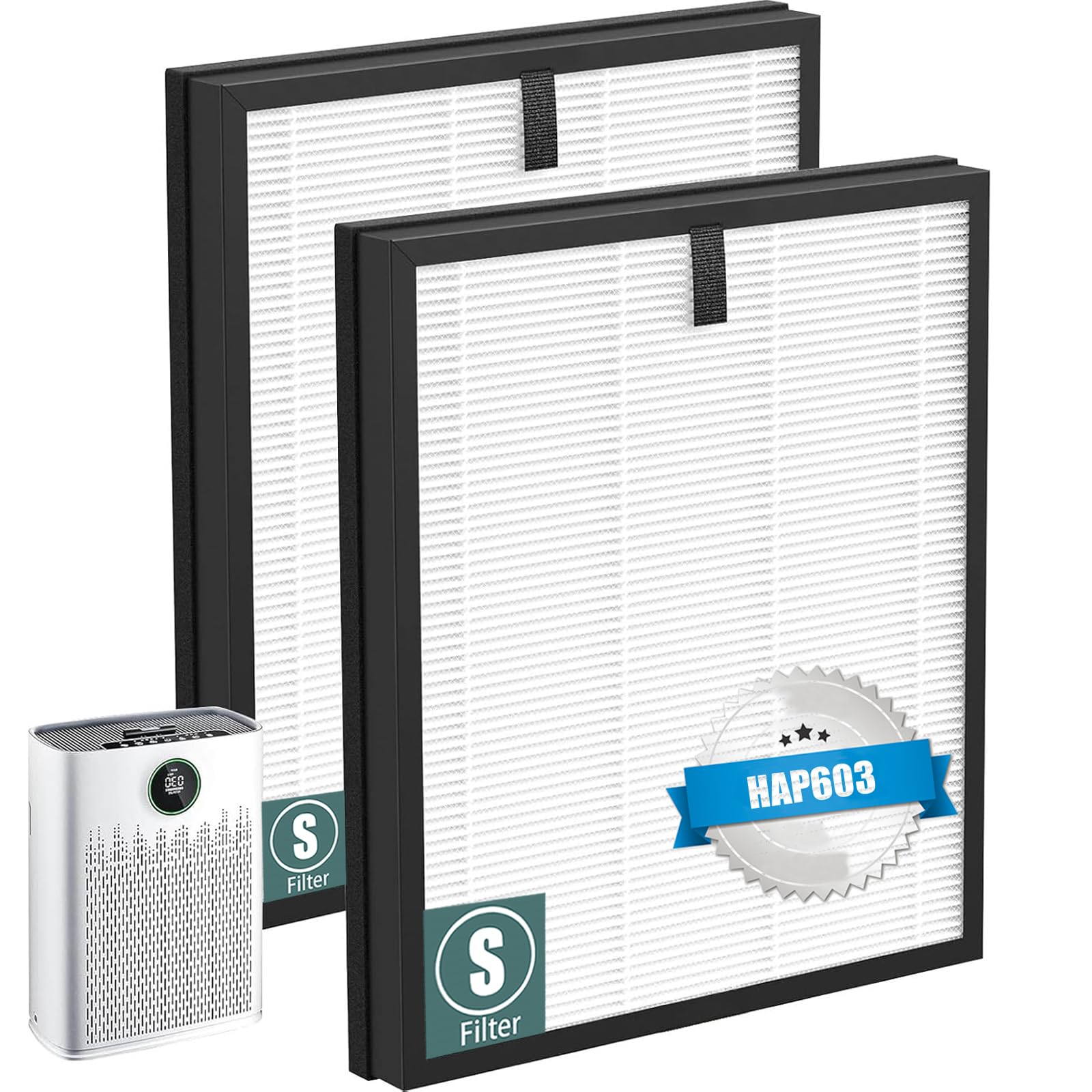2 Pack HAP603 Replacement Filter Compatible with ECOSELF HAP603WF & HAP603 Air Purifi-er?H13 True Hepa with Activated Carbon Replacement Filter