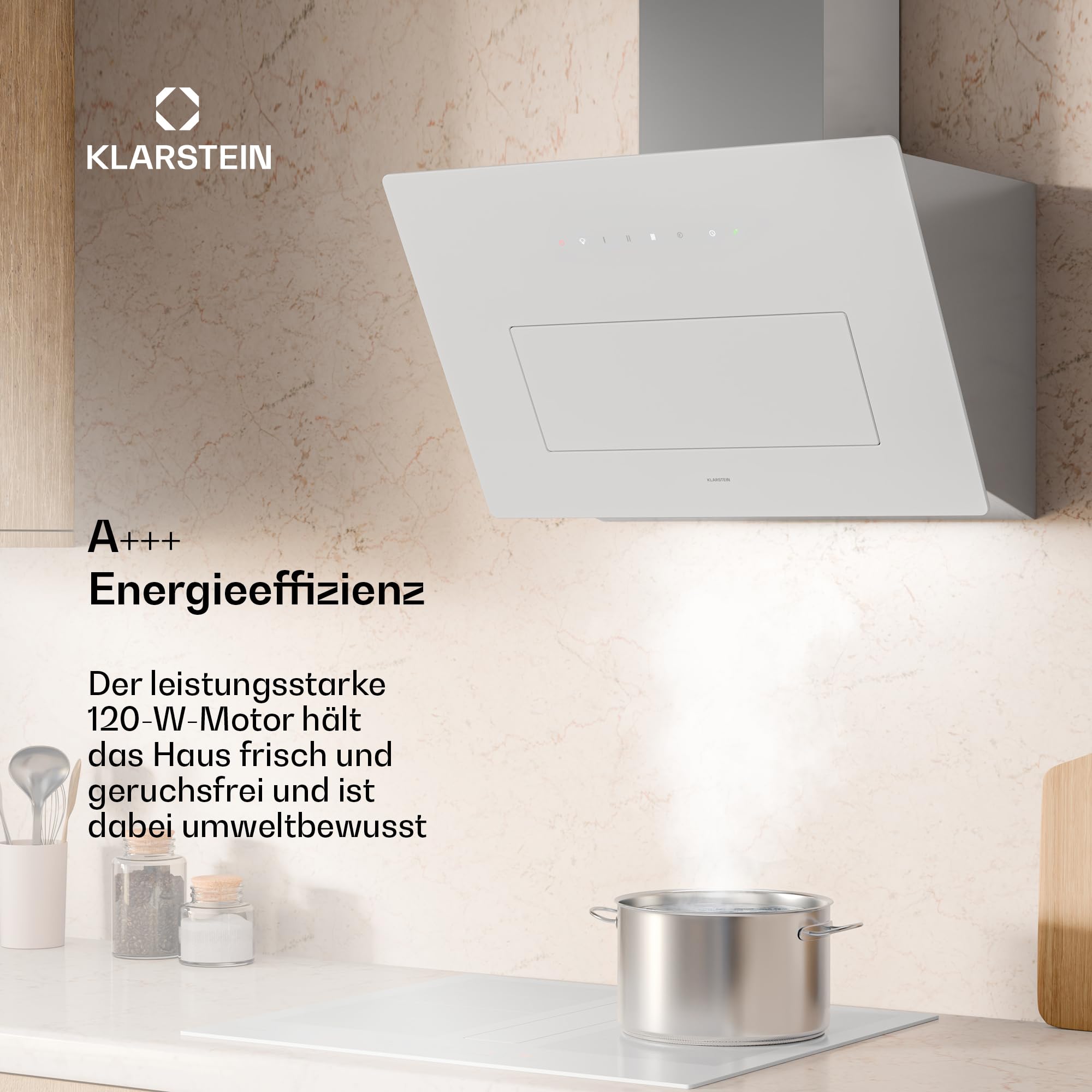 Klarstein SleekAir Dunstabzugshaube 60 cm 686 m³/h Energieeffizienzklasse A++ Touch-Bedienfeld LED-Beleuchtung
