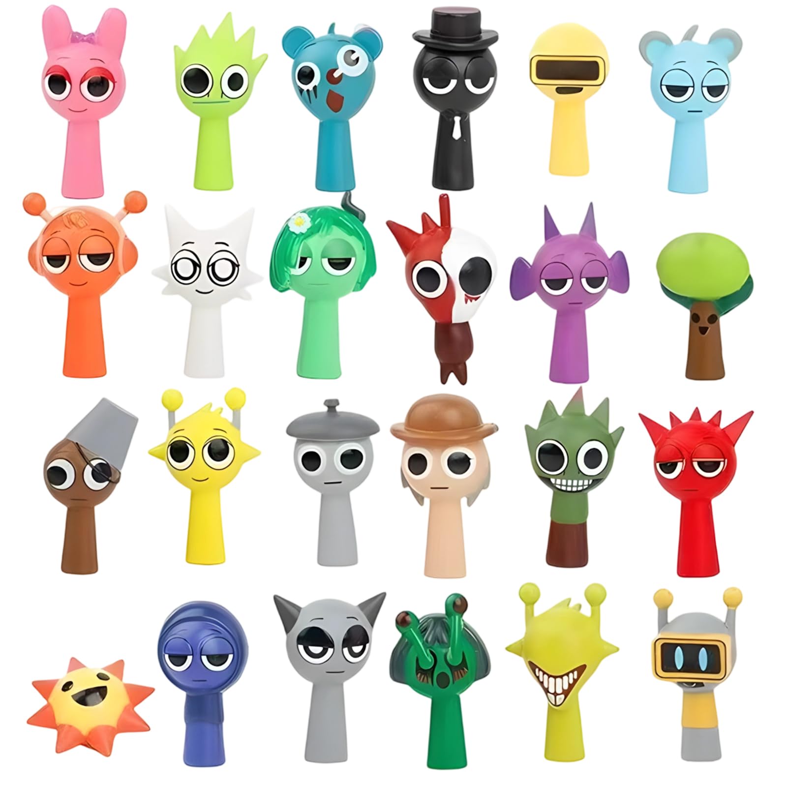 DXPETA 24 Pack Sprunki Figures, Colorful PVC Toy Figures for Kids, Sprunki Plushies for Role Play, Storytelling, and Collecting, for Game Fans and Children Ages 3-12