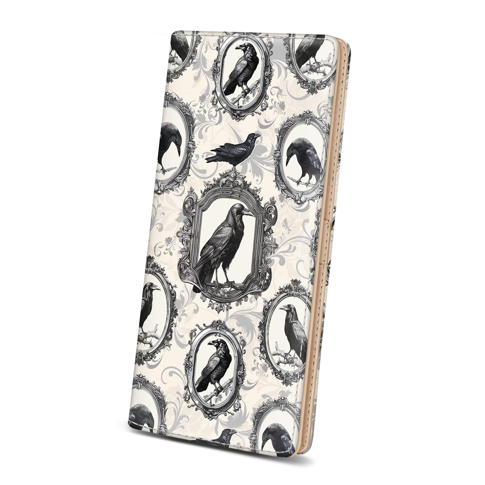 Immaturus Crow Womens Wallet, Slim Thin RFID Blocking Card Wallets, Bifold PU Leather Credit Card Holder Organizer, Cute Cash Clutch Long Billfold