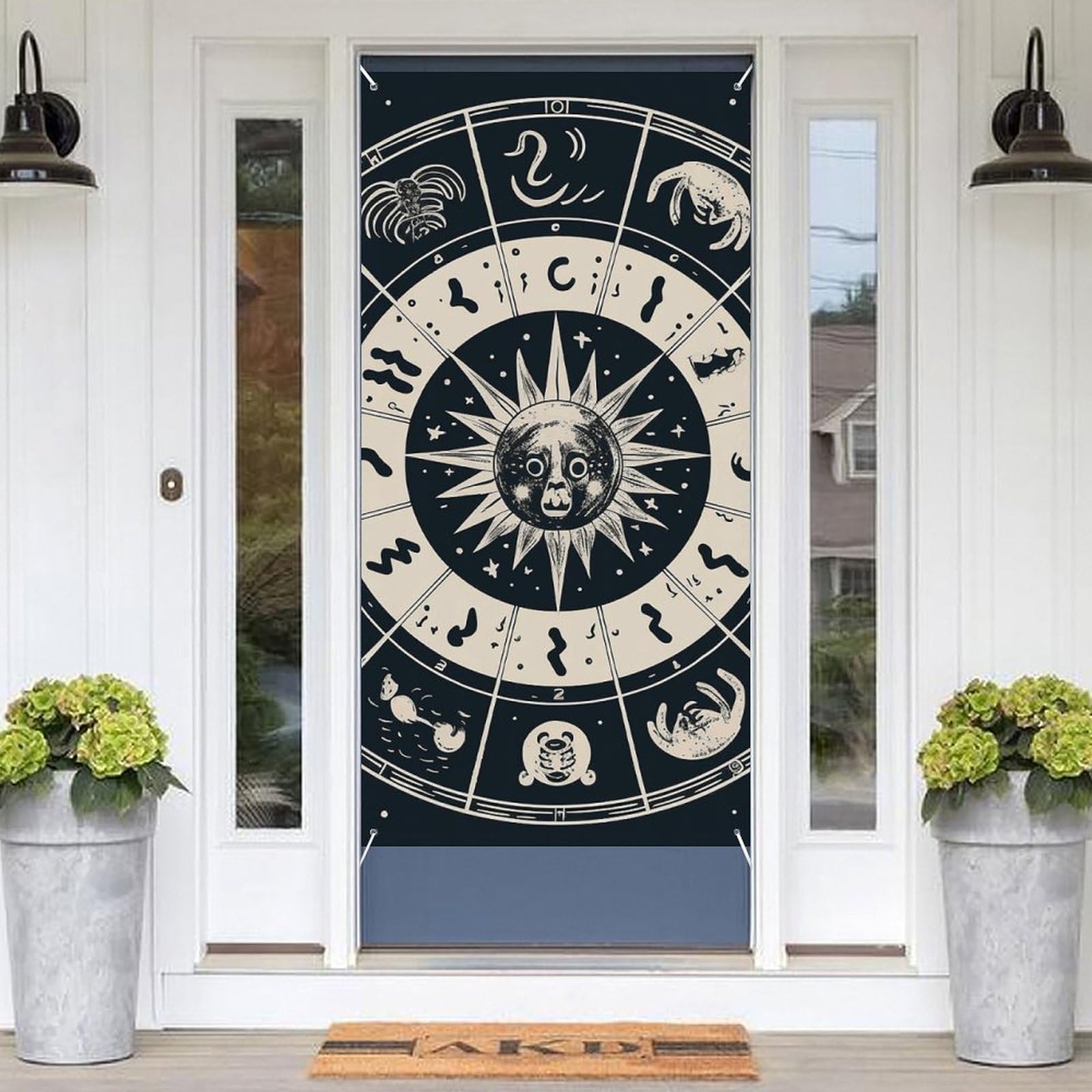 KLOPH Door Cover Decoration Welcome DoorBanner Porch Sign Photo Background Door Curtains for Doorway Privacy Window Curtain Astrological Sign Porch Cover Indoor Outdoor Decor 70.9x35.4in