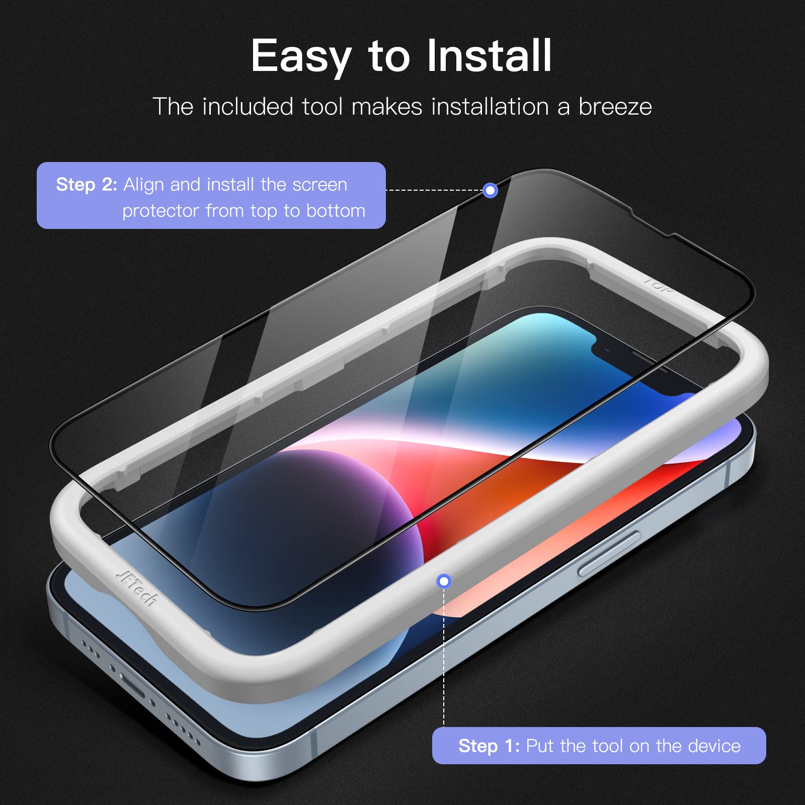 JETech Vetro Temperato 3 Pz Per IPhone 16e E 14 6,1", Protezione Totale 9H E Compatibile Con Cover