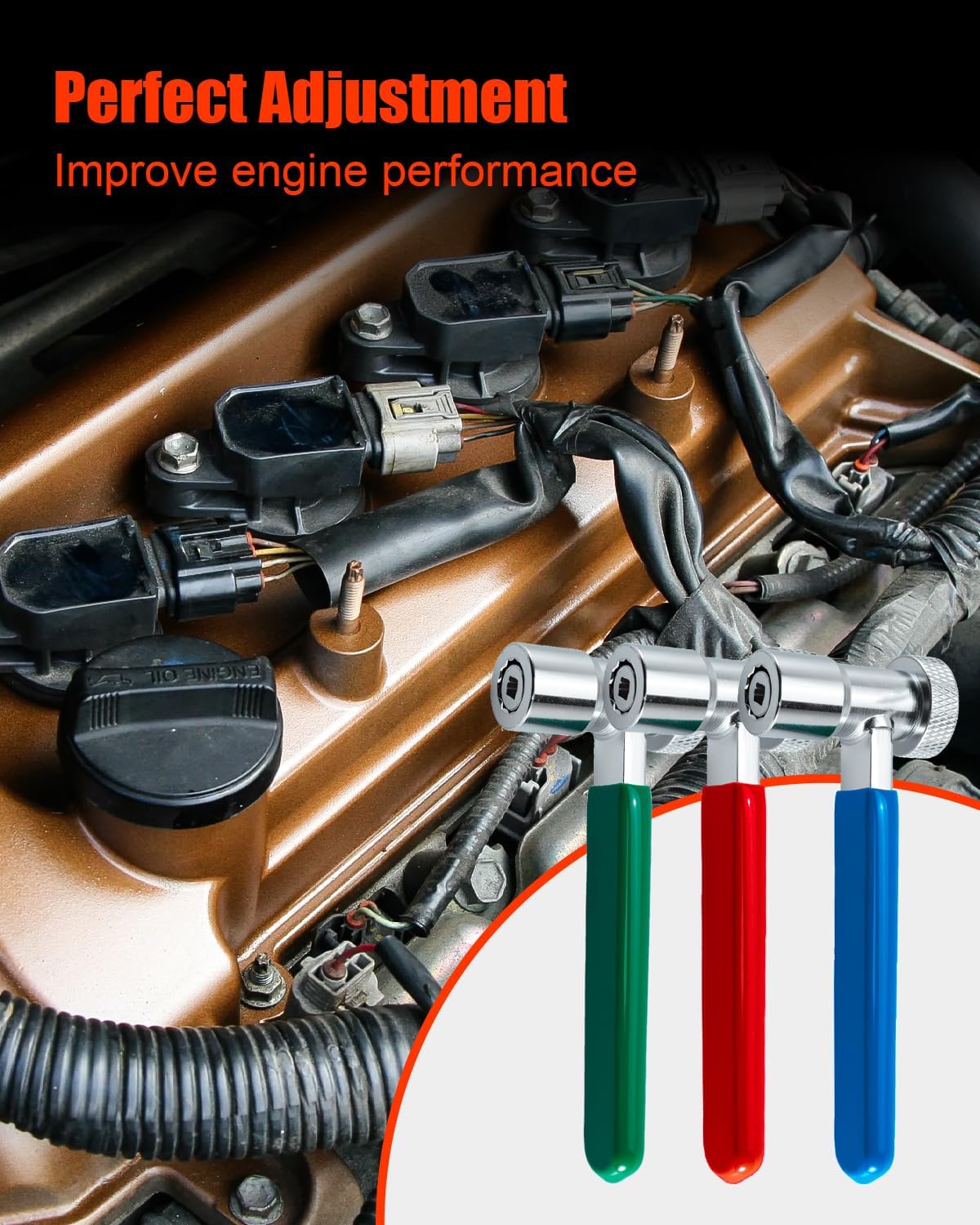 Motorcycle Valve Tappet Adjusting Wrench Kit Fit for Motorcycles ATV and ATC Replace 2218, Small Engine Valve Tappet Adjusting Tool, Tappet Engine Adjustable Wrenches, 6Pcs