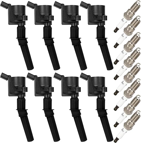 ROADFAR Bobinas de encendido Paquete de 8 bujías de iridio para Ford 4.6L 5.4L V8 DG457 DG472 DG491 Corona para F-150 para F-250 para Mustang para