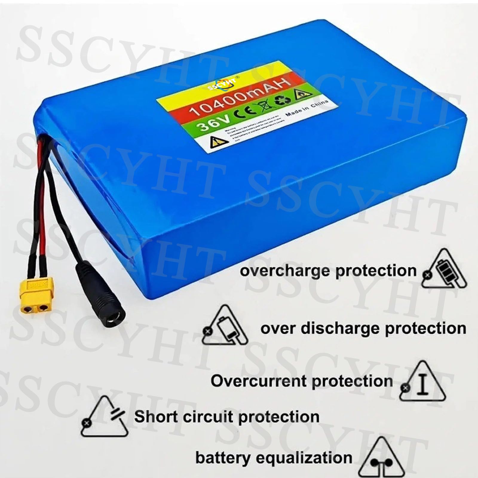 Batteria di Ricambio al Litio da 36 V 10,4 Ah 10400 mAh in PVC. | Batteria per monopattino elettrico, kit motore di riserva, scheda BMS intelligente, rimovibile, leggera