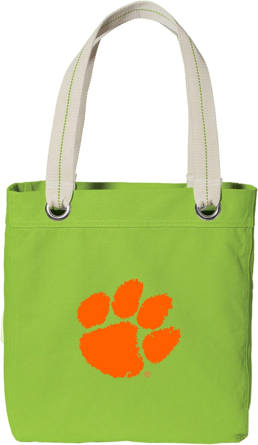 Broad Bay Clemson Tote Bag RICH Dye Washed COTTON CANVAS FASHION LIME