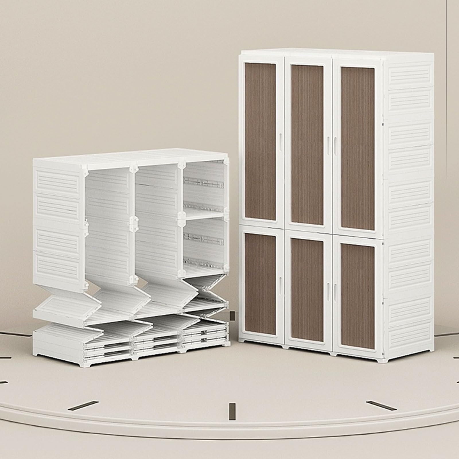 Armario Plegable, con estantes de Madera y plástico Duro. Diseño Totalmente Cerrado con(105 * 51 * 170cm)